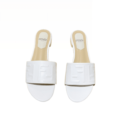 Fendi Silk Cowhide Slippers White