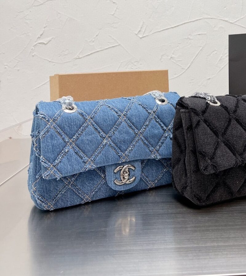 Alternative view of Chanel Cc Chain Flap Quilted Denim Jumbo Blue 25Cm