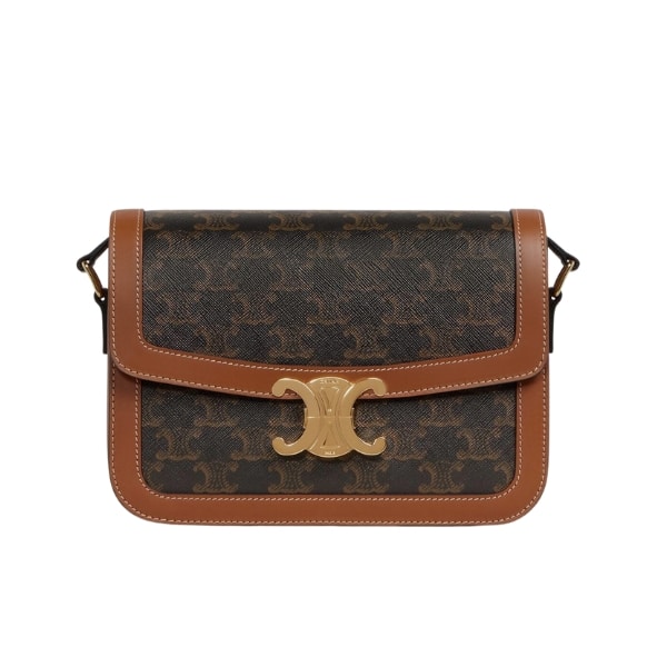 Celine Classique Triomphe Bag In Triomphe Canvas And Calfskin Tan 22Cm 191242Bz404Lu