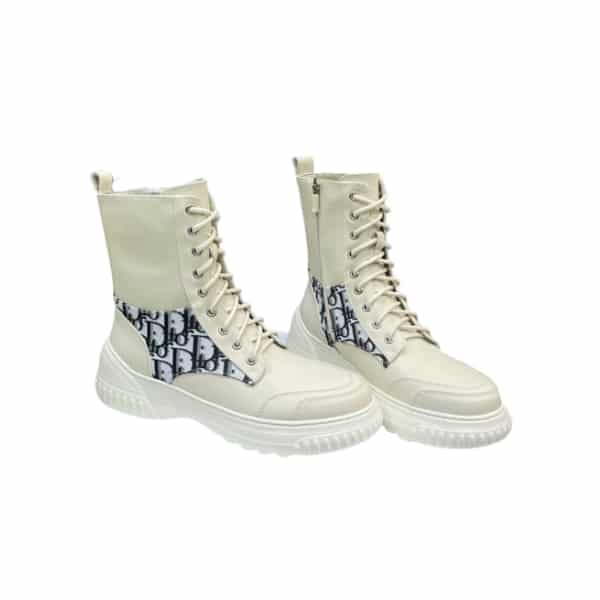 DIOR D-RACER OBLIQUE WHITE BIKER SHORT BOOTS