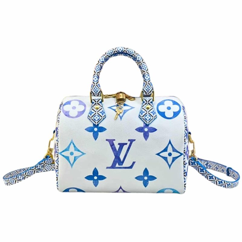 Louis Vuitton Speedy Bandoulière White Blue 25Cm
