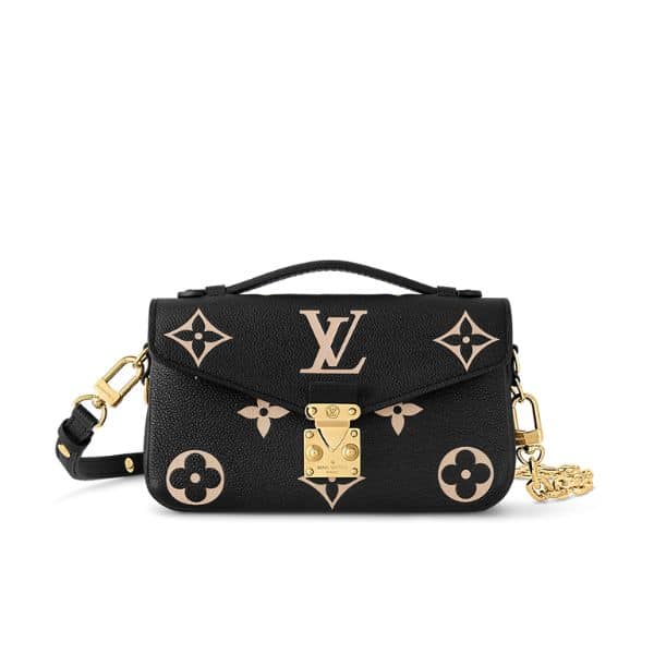 Louis Vuitton Pochette Métis East West Bag Black Beige 21Cm M46596