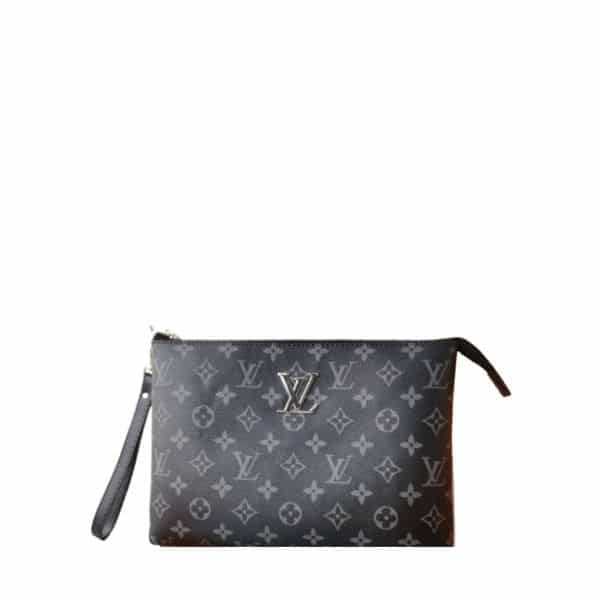 Louis Vuitton Pochette Monogram Canvas Black 28Cm