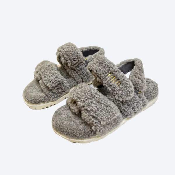 DIORACT GREY SHEARLING SANDALS