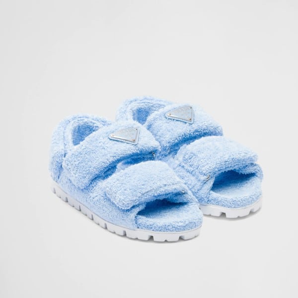 Prada Blue Terrycloth Sandals 1X737Mh39F0076Fd020