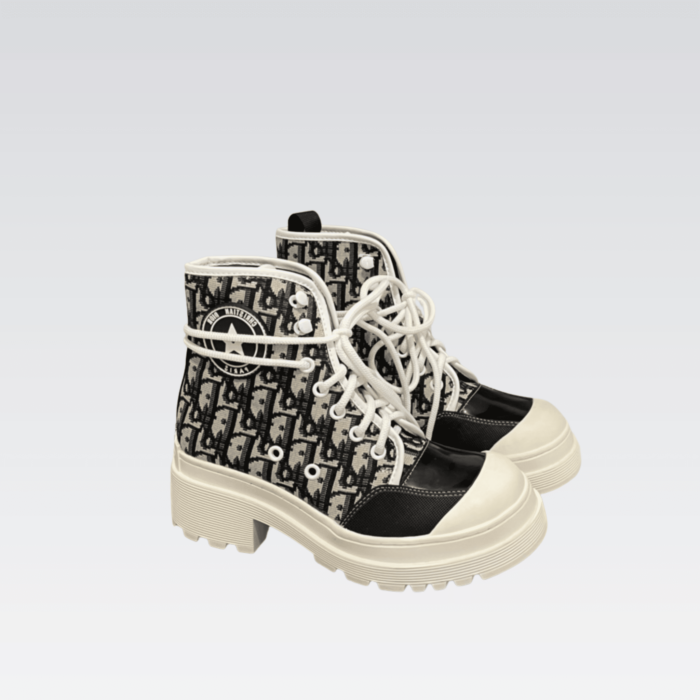 DIOR D-RISE ANKLE BOOT OBLIQUE MOTIF BLACK