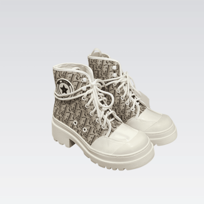 DIOR D-RISE ANKLE BOOT OBLIQUE MOTIF WHITE
