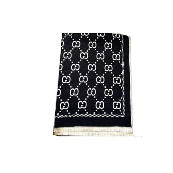 Gucci Gg Jacquard Knitted Scarf Black