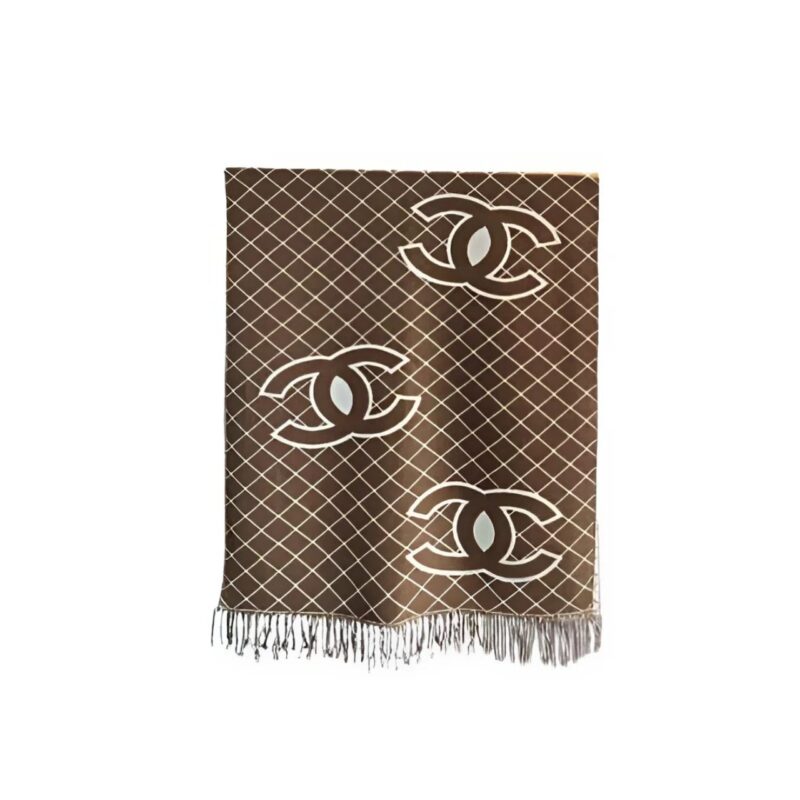 Chanel Cashmere Shearling Scarf Brown