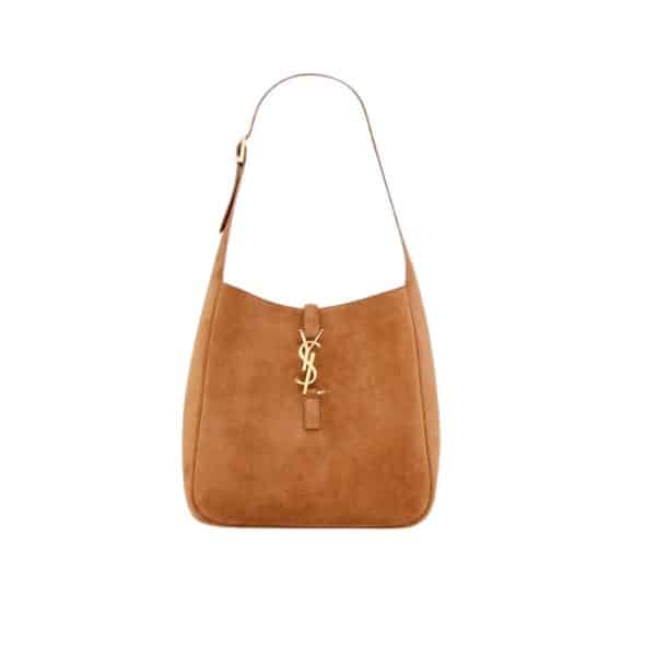 Saint Laurent Small Le 5 À 7 Supple In Suede Brown 22Cm 7139381U80W2102