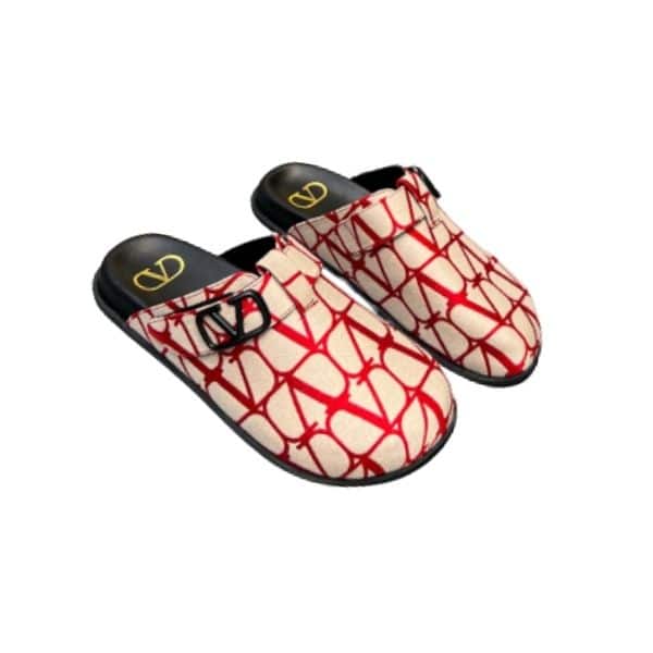 Valentino Garavani Toile Iconographe Vlogo Clog Red