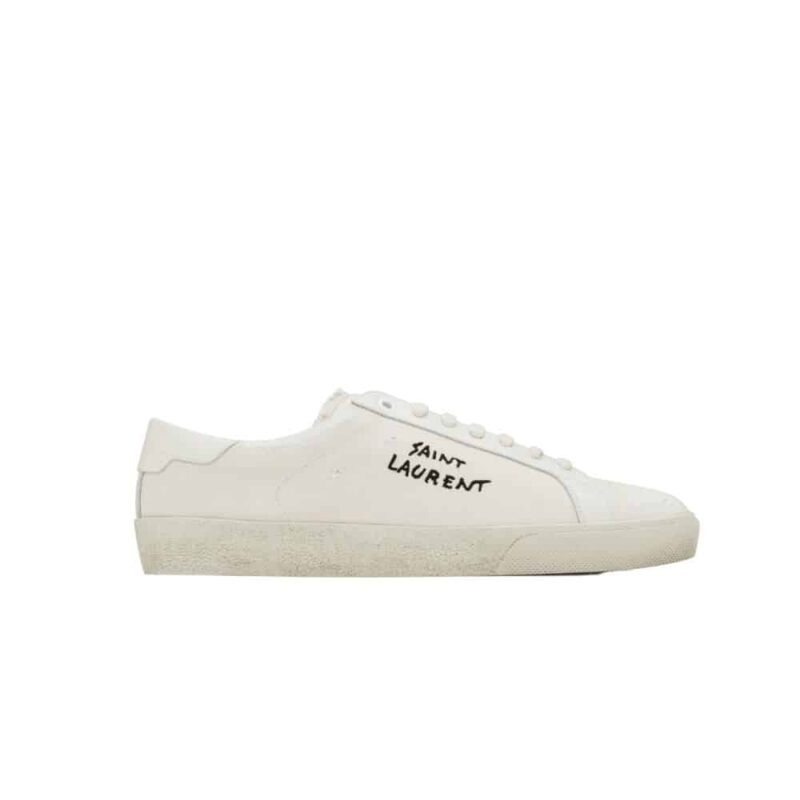 Saint Laurent Court Classic Embroidered Sneakers White 610648Gup109113