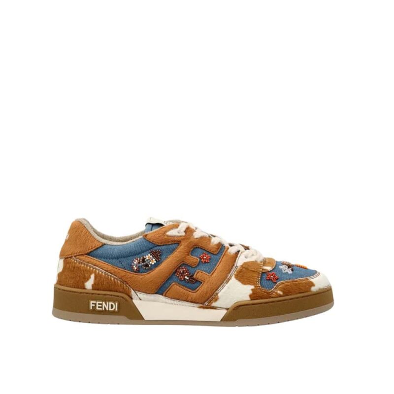 Fendi Match Suede Low Tops Brown And Blue