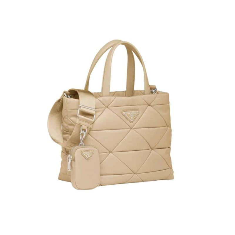 Prada Re Nylon Padded Tote Bag Beige 23Cm 1Bg373 Rdjn F0F24 V O1O