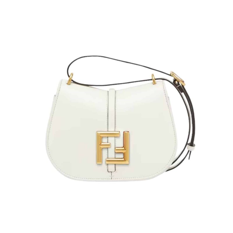 Fendi C’Mon Mini White Leather Bag 20Cm 8Bs082Aq0Lf1550