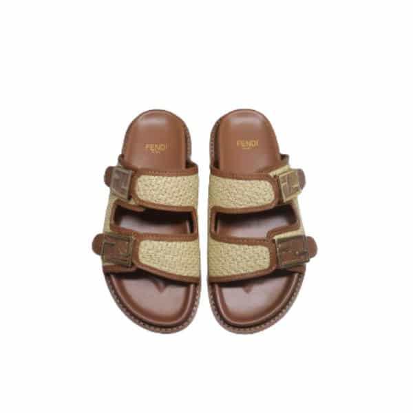Fendi Feel Leather Sandals Brown 8X8326Ao0Df1Lr0