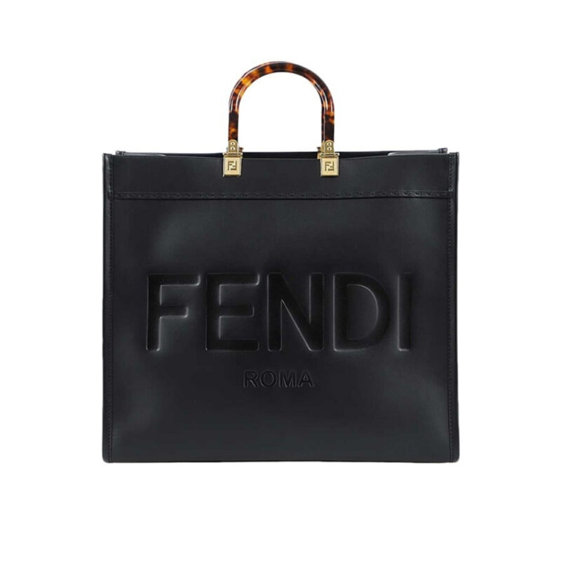 Fendi Sunshine Large Black Leather Shopper 41Cm 8Bh372Abvlf0Kur