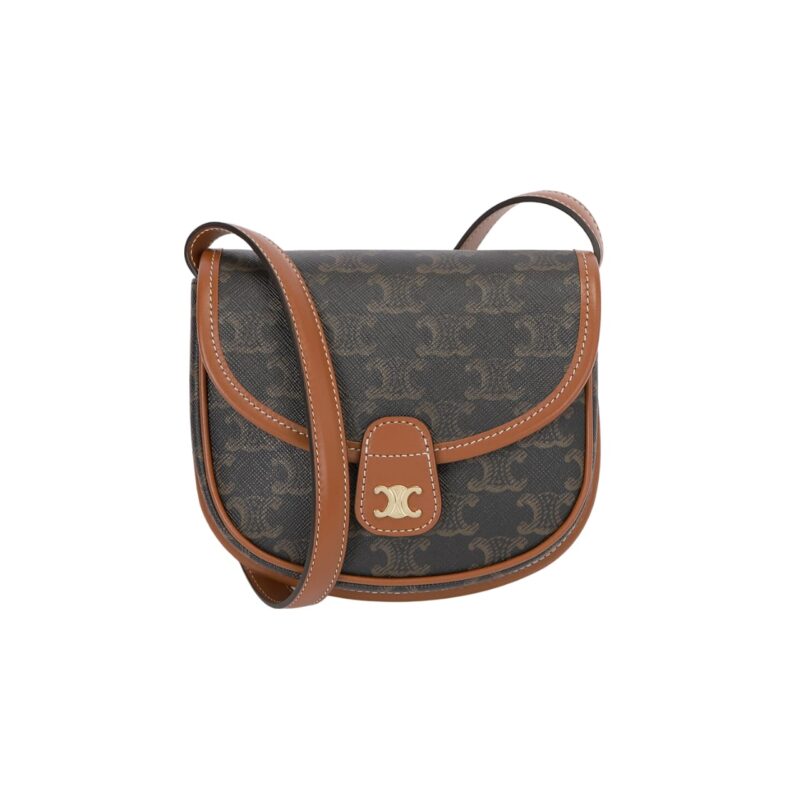 Celine Mini Besace In Triomphe Canvas And Tan 17Cm 196702Bzj 04Lu