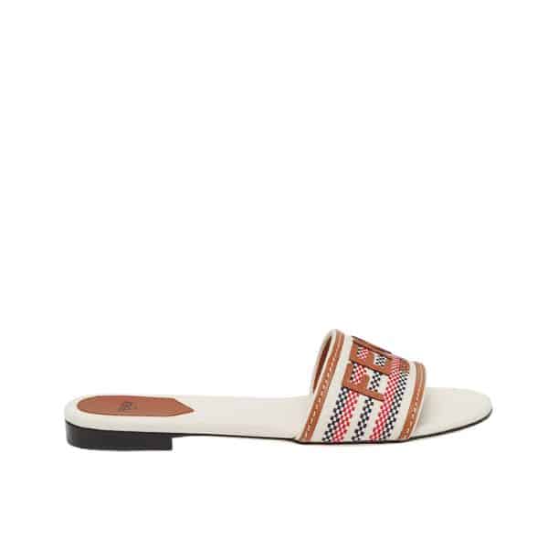 Fendi Signature Beige Canvas Slides 8R8092Ao0Xf1Lru