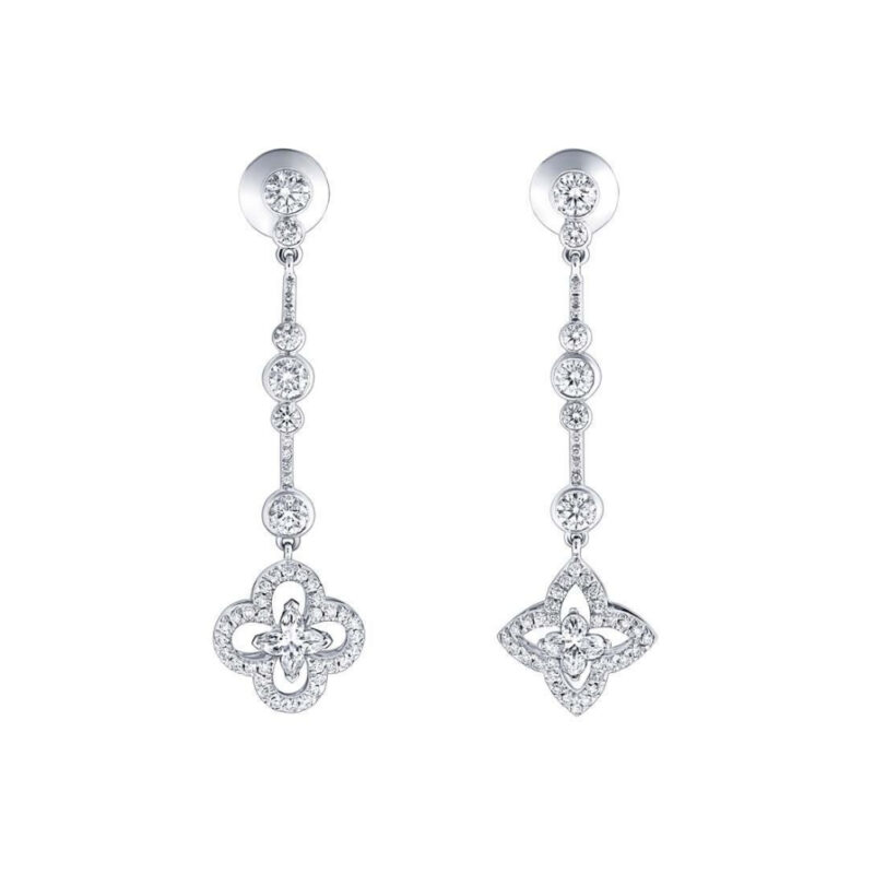 Louis Vuitton Monogram Fusion Earrings White Gold Q96149