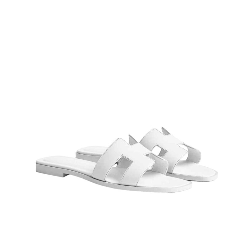 Hermes Oran Sandals Full White