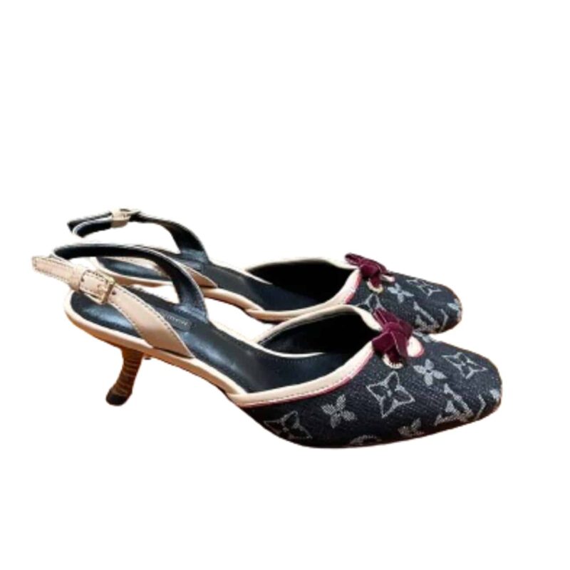 Louis Vuitton Kitten Heels Slingback Denim
