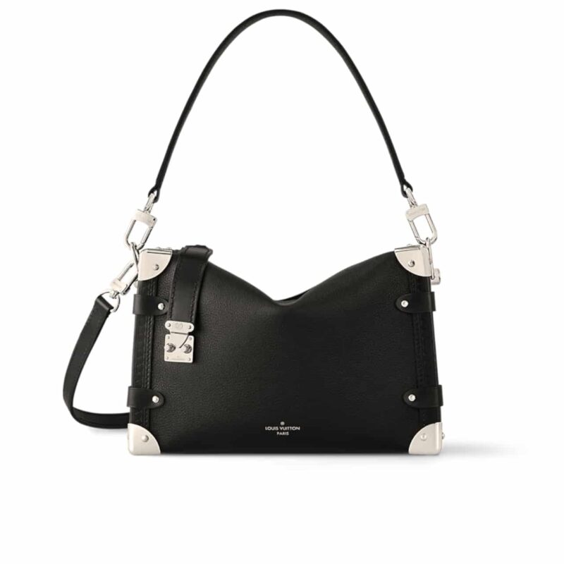 Louis Vuitton Side Trunk MM Grained Calf Leather Black 23Cm M25160