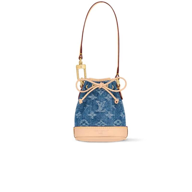Louis Vuitton Micro Noe Bag Charm Monogram Denim Blue 10Cm M01700