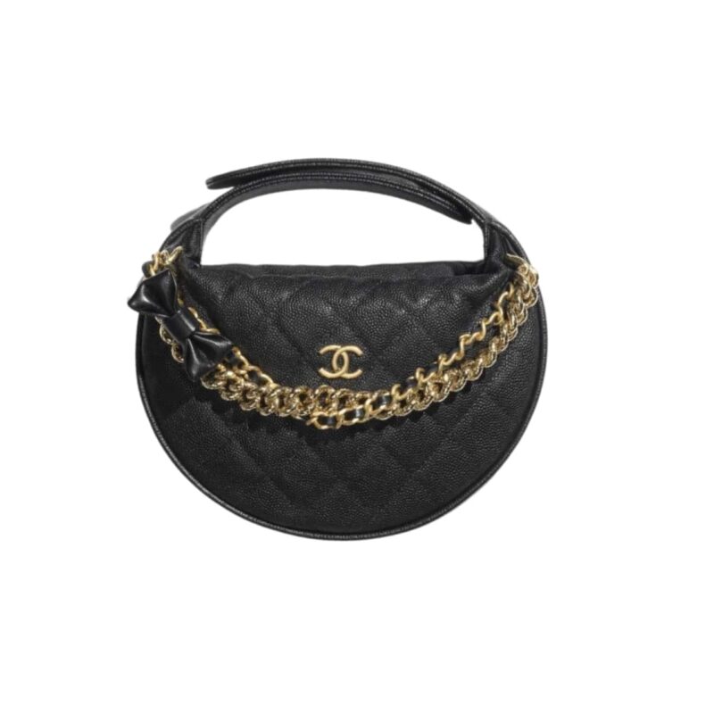 Chanel Pouch Grained Shiny Black 17Cm Ap3943 B16288 94305