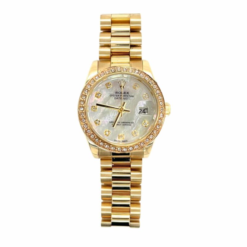 Rolex Lady Datejust 28 Diamond Dial 18K Gold In White 28Mm