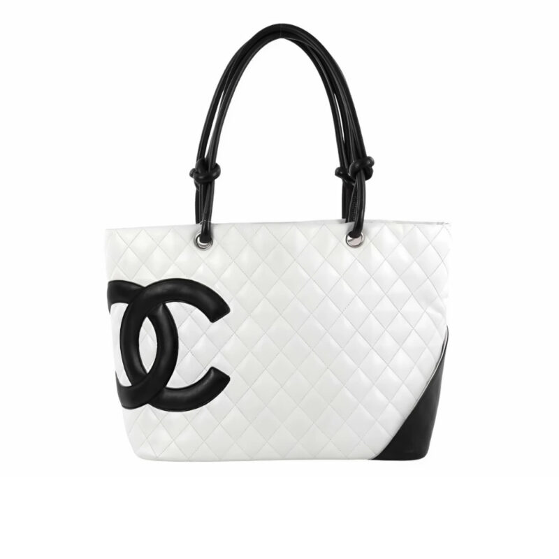 Chanel Cambon Line Large Tote Bag In White And Black 41Cm