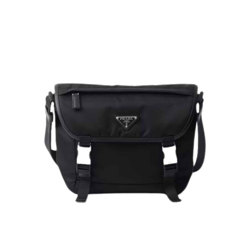Prada Re Nylon And Saffiano Leather Shoulder Bag Black 24Cm 2Vd066 2Dmg F0002 V Oom