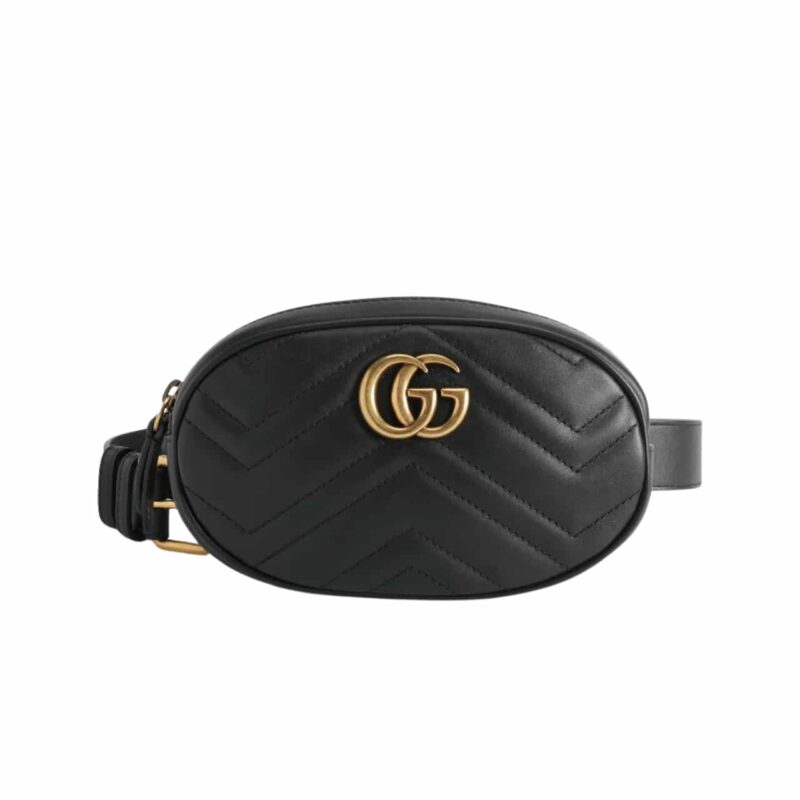 Gucci Gg Marmont Belt Bag Matelasse Black 18Cm
