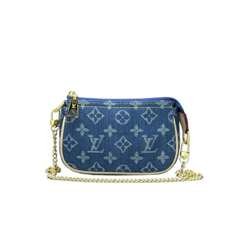 Louis Vuitton Mini Pochette Accessoires Monogram Denim Blue 10Cm M82960
