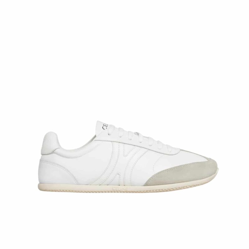 Celine Jogger Low Lace-Up Sneaker In Suede Optic White Grey 359273941C 01Dq