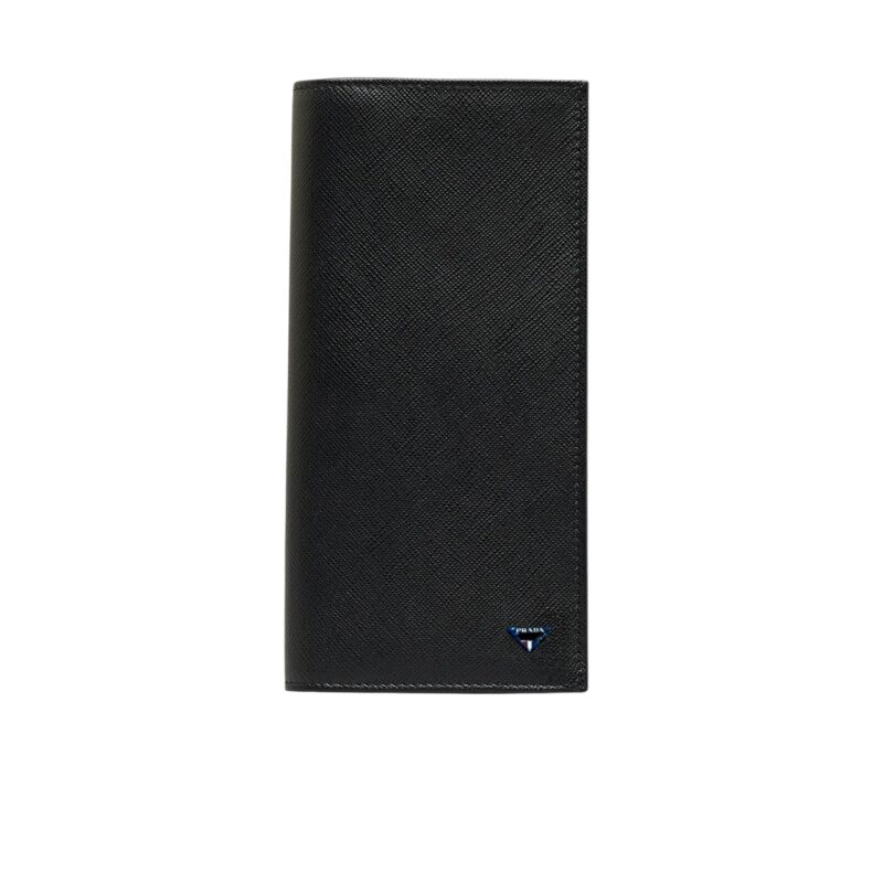 Prada Large Saffiano Leather Wallet With Logo Black 19Cm