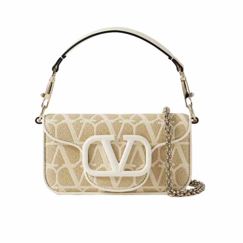 Valentino Garavani Locò Small Toile Iconographe Raffia Shoulder Bag Natural 20cm 4W2B0L97IVWYT3