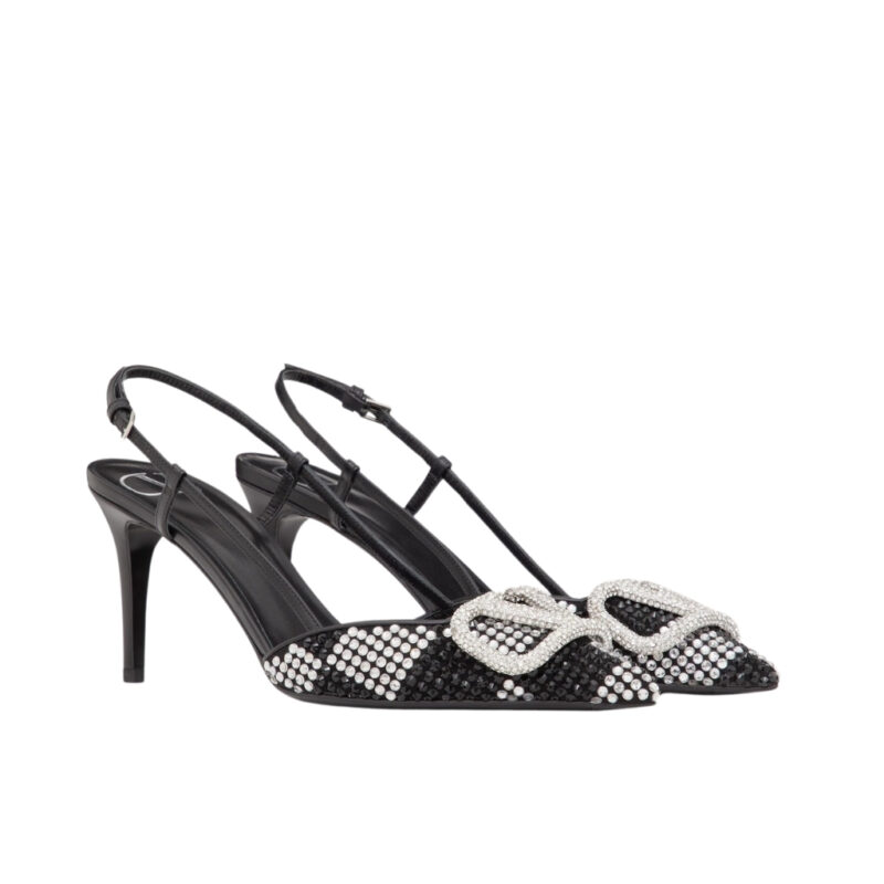 Valentino Vlogo Signature Slingback Pump Strap Crystal Black 3W0S0R01EWK ZRN
