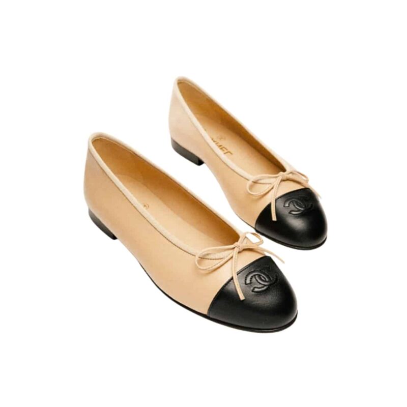Chanel Ballet Flats Beige And Black G02819 X01000 C0204