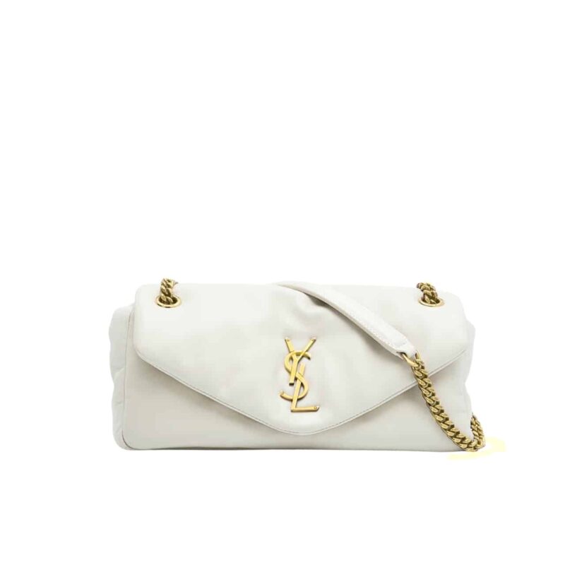Saint Laurent Calypso Small In Plunged Blanc Vintage 27Cm 734153Aacqo9227
