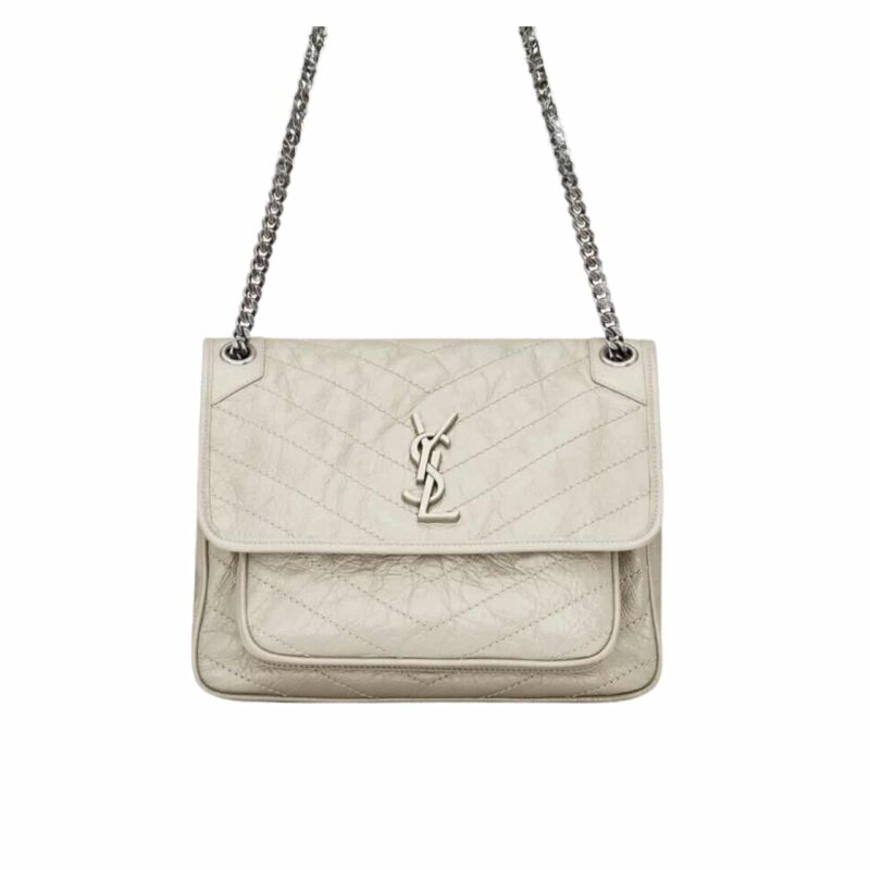 Saint Laurent Niki Medium In Vintage Leather White 28Cm