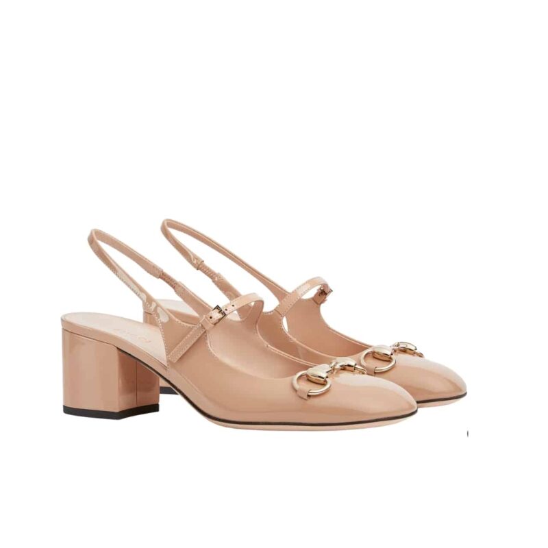 Gucci Women'S Horsebit Pump Beige Leather