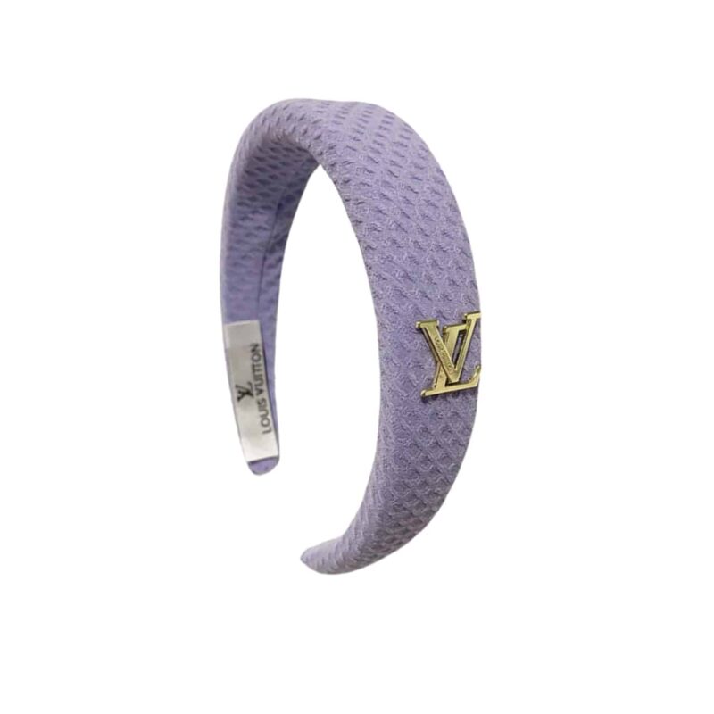 Louis Vuitton Lv Tweed Headband With Gold Logo In Purple