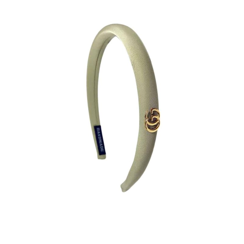 Gucci Small Gg Headband With Gold Hardware In Light Green