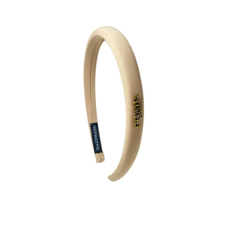 Prada Small Prada Milano Headband With Gold Hardware In Beige