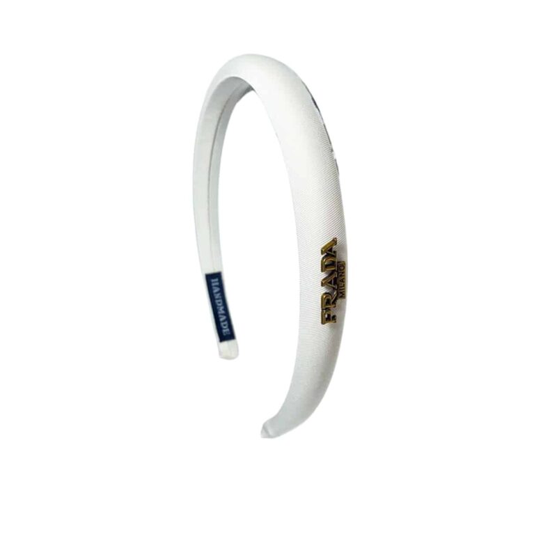 Prada Small Prada Milano Headband With Gold Hardware In White