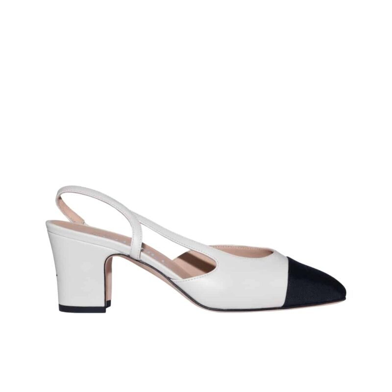 Chanel Slingbacks Goatskin And Grosgrain White