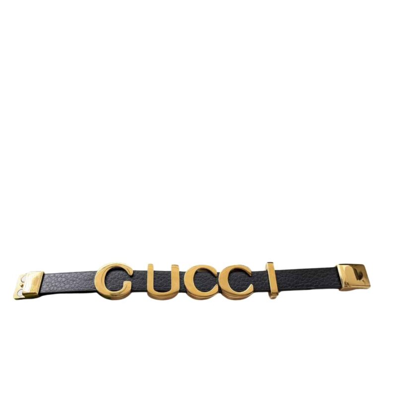 Gucci Leather Bracelet With Gucci Script