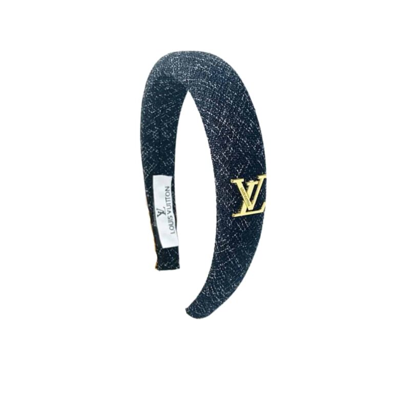 Louis Vuitton Lv Tweed Headband With Gold Hardware In Dark Grey