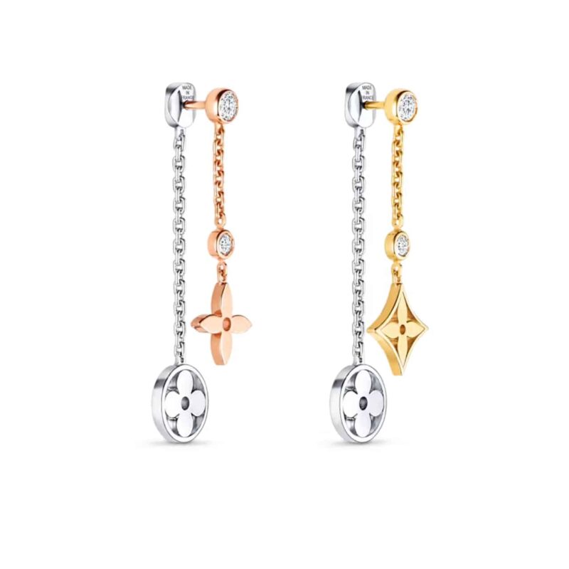Louis Vuitton Idylle Blossom Long Earrings 3 Golds And Diamonds